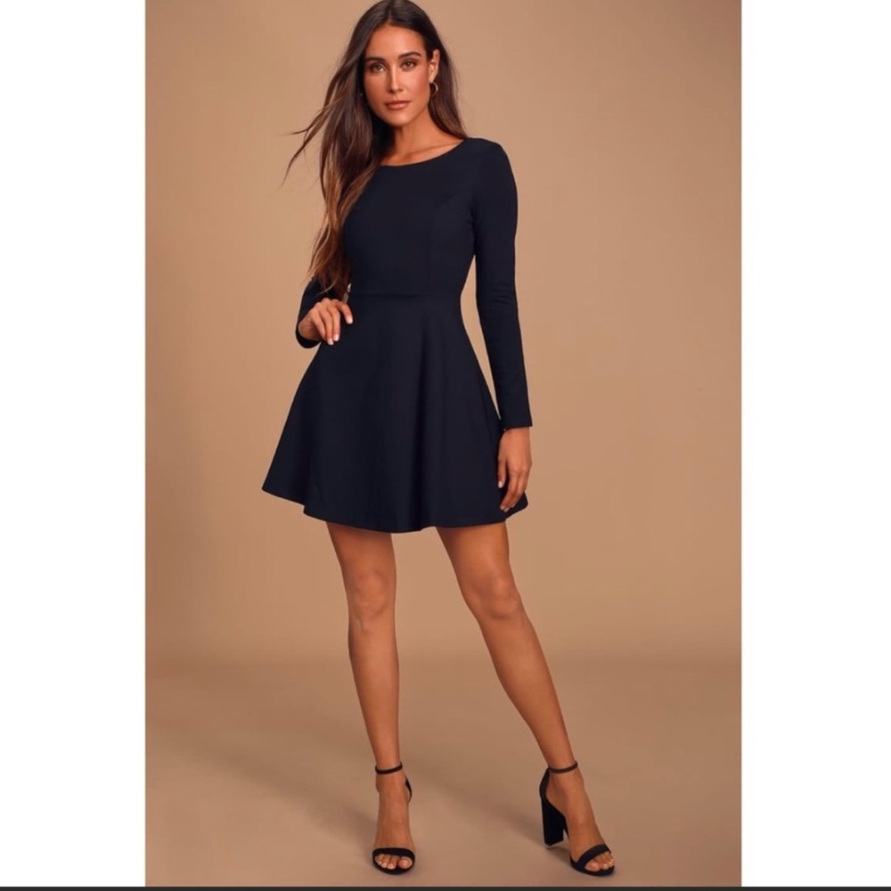 Lulus Black Skater Dress L NWT